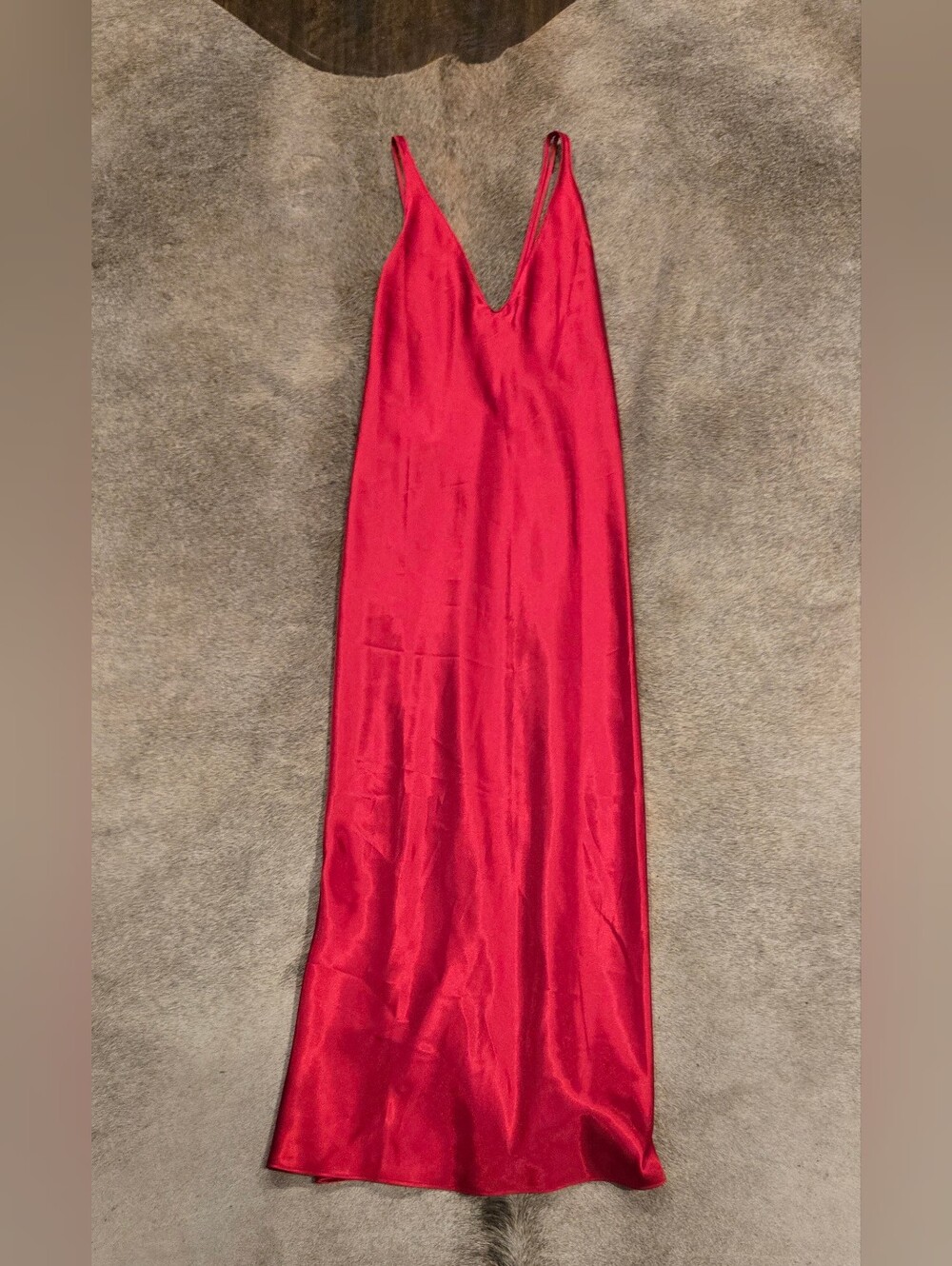 Frederick's of Hollywood Red Satin Maxi Slip Dress